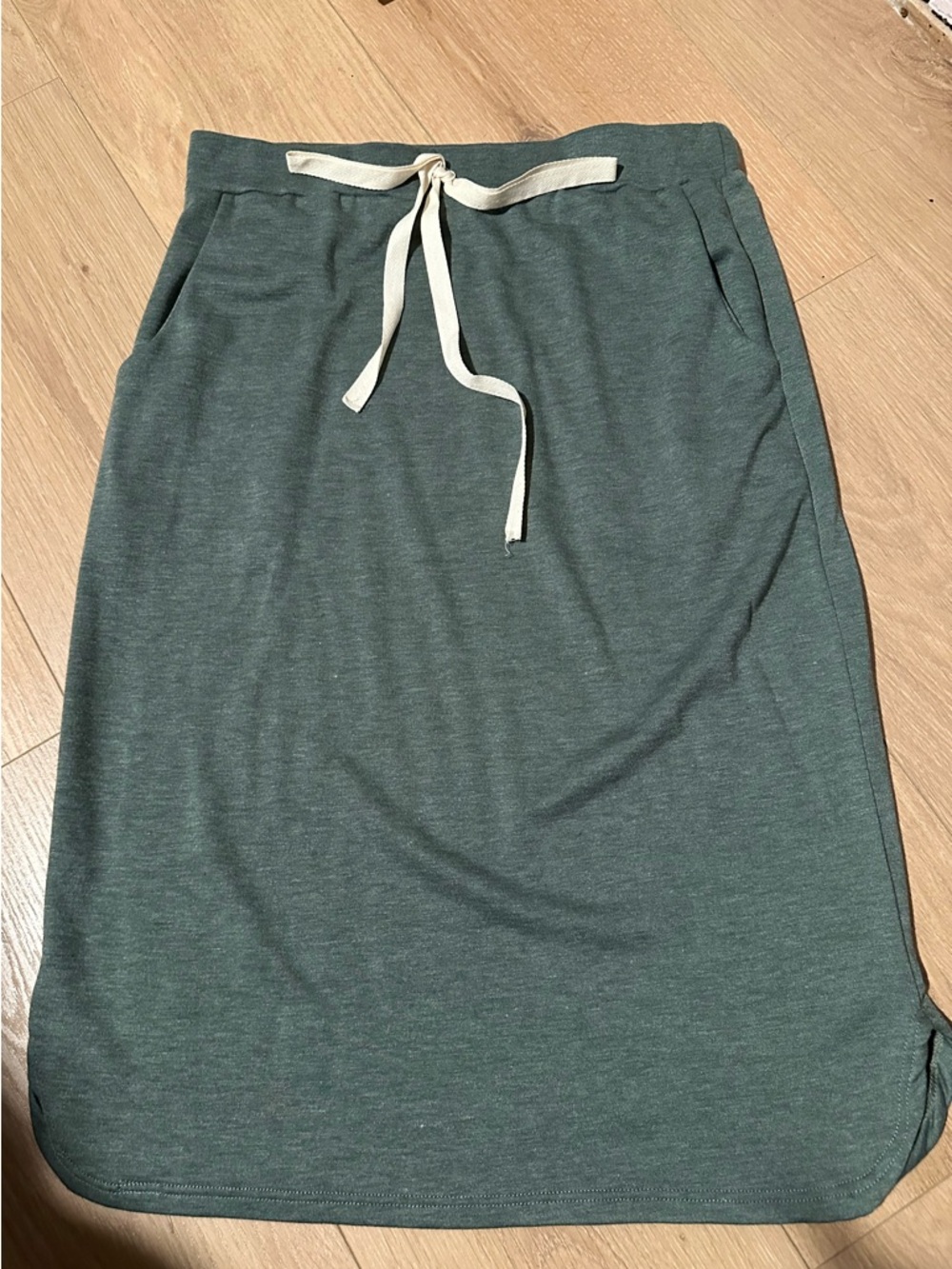 Sage Green Skirt with cream drawstring for waistband